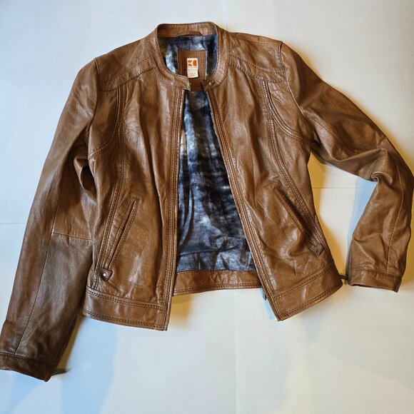 HUGO BOSS Orange Leather Jacket - Picture 1 of 8